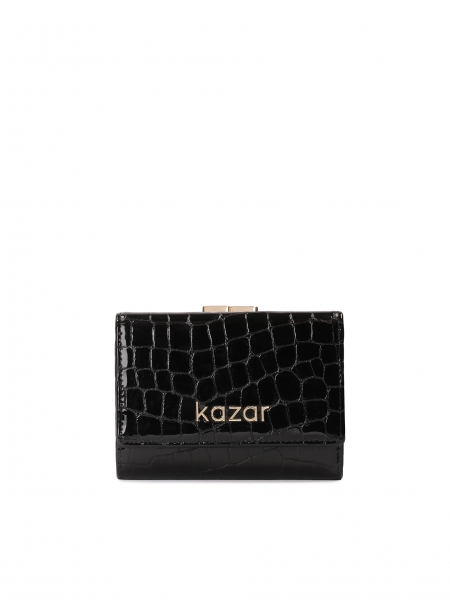 Small black wallet in patent embossed leather ASA