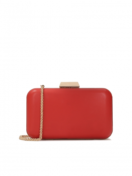 Red soft leather box bag  LOUISE