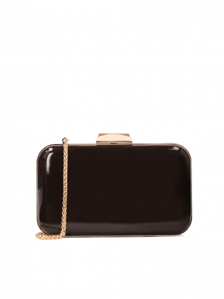 Elegante dunkelbraune Clutch-Tasche aus Lackleder LOUISE