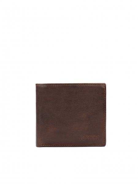 Brown leather wallet with folding panel  ADAM