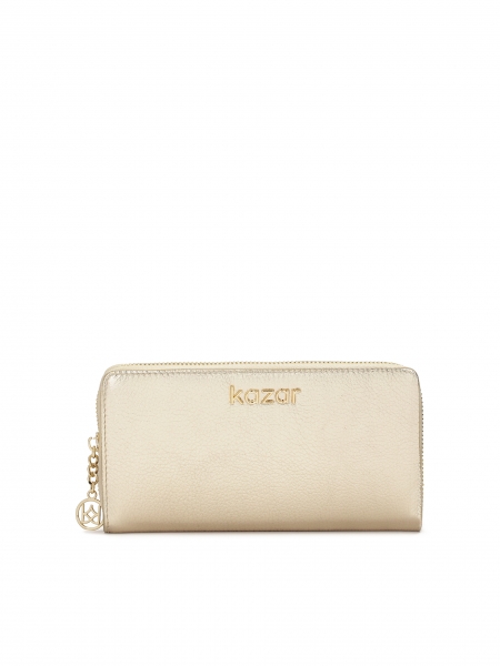 Gold grain leather wallet with roomy interior  ROLETTE