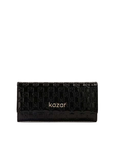 Shiny black wallet with striking embossed pattern  MIRENA