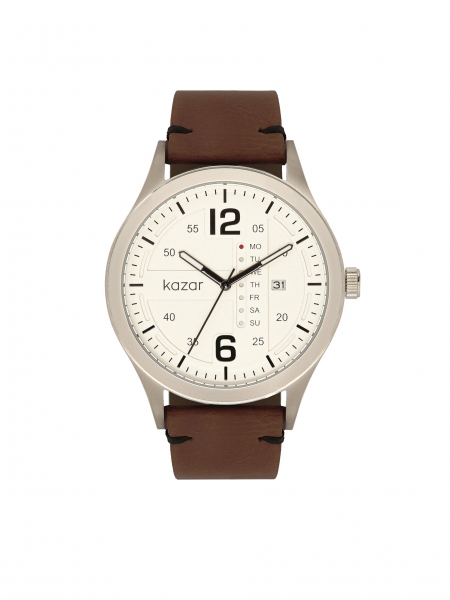 Men's watch on a brown leather strap 