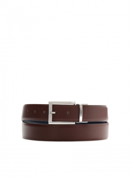 Men's brown and navy blue reversible belt 