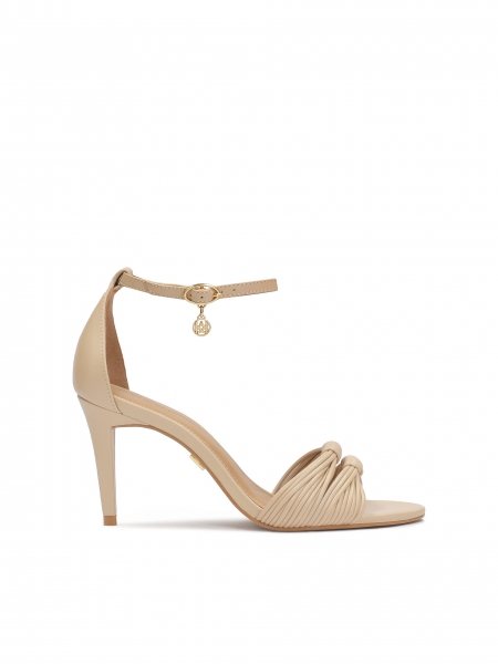 Beige stiletto sandals with a strap around the ankle  AZORELLA