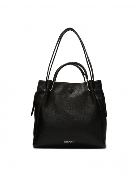 Capacious black handbag with double handles  ALEXANDRIA