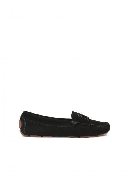 Comfortable suede moccasins in black color  KITE