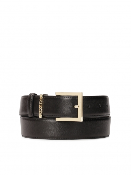Black leather strap with metal loop  SABANA