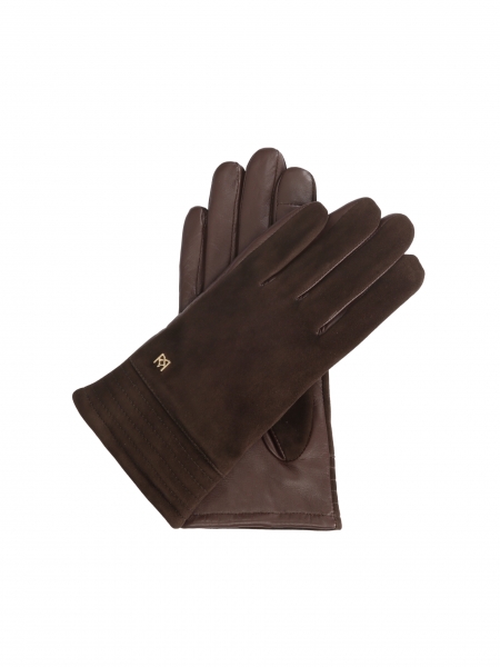 Handschuhe aus braunem Wildleder und Glattleder  BRAXTON