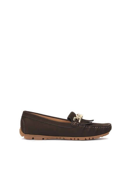 Brown moccasins with tassels and a chain NORMA