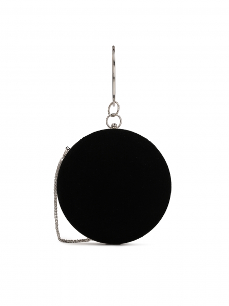 Avantgardistische Clutch-Tasche in Schwarz mit silbernen Metallen NEGRA