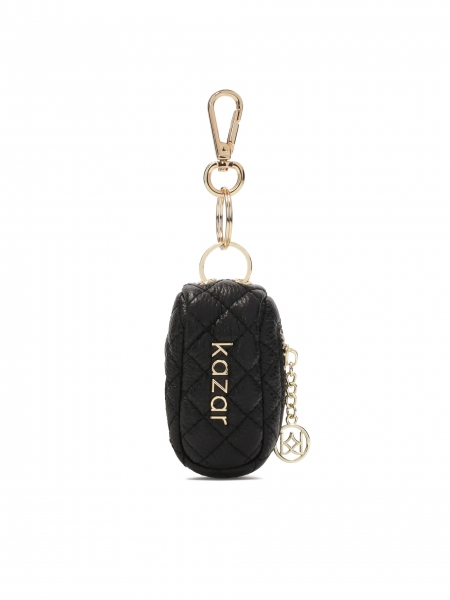 Schlüsseletui aus schwarzem Leder mit Steppung SUMMIT