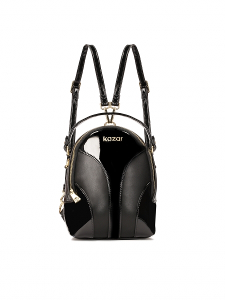 Small backpack in patent leather and suede  HEMERA