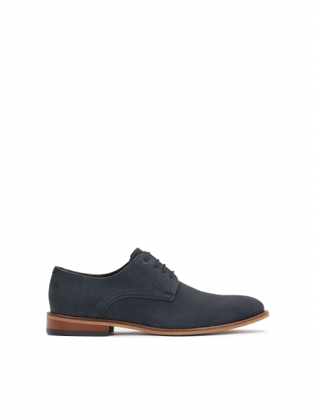 Navy blue Derby shoes with a perforation on the brown sole BATISTA