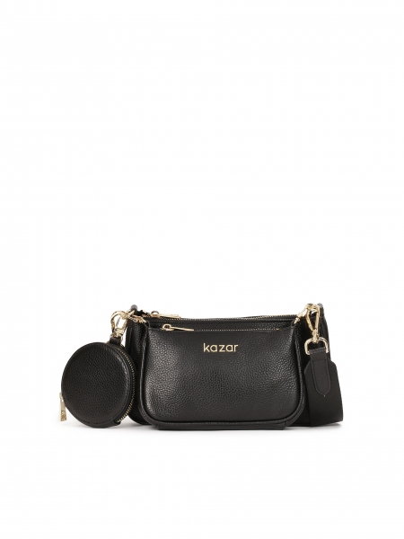 Modular leather handbag with textile strap DEE
