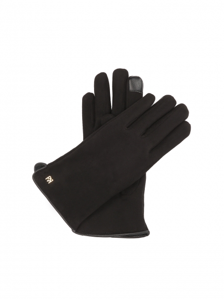 Elegantes guantes de tela negra  FRIO