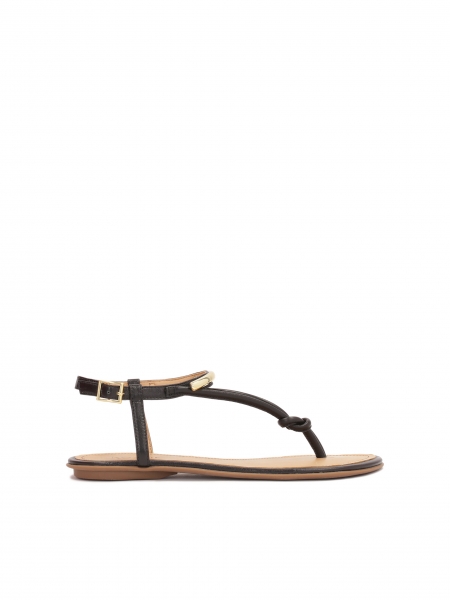 Flat flip flop sandals with metal embellishment FRIDAY