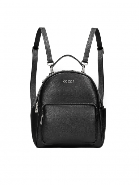 Black leather backpack in urban style DOT