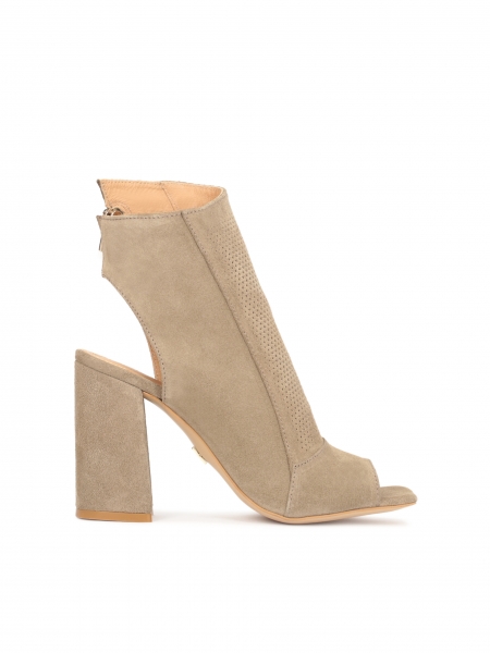 Suede peep toe booties with an open toe and heel IMANI