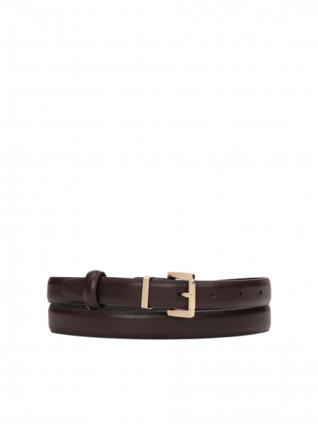 Brown leather belt with classic buckle  JUANA