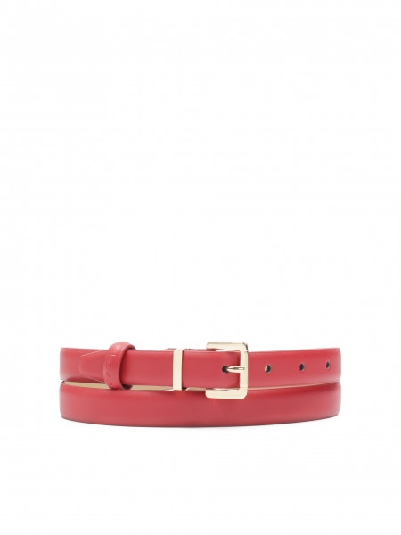 Red narrow belt in minimalist style JUANA