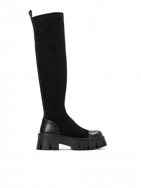Ladies' black over-the-knee boots THORA