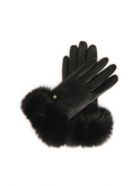 Women's insulated gloves made of leather and faux fur GILLIAM