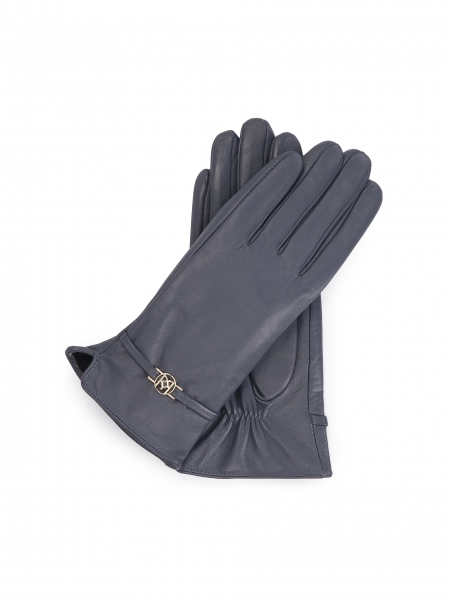 Women's leather gloves in a classic cut with metal embellishment BRISCOE