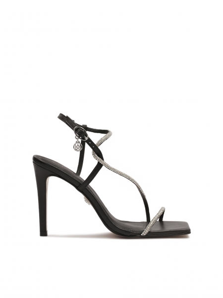 Black sandals with shiny straps SHINY