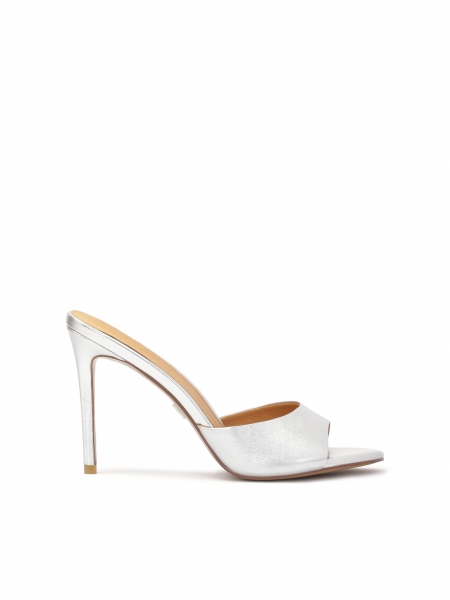 Silver flip-flops on a high stiletto heel  AUDE
