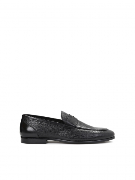 Black slip on grain leather casual shoes TAIO