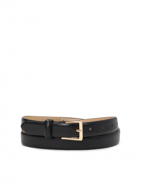 Ladies’ classic black grain leather belt PERKINS