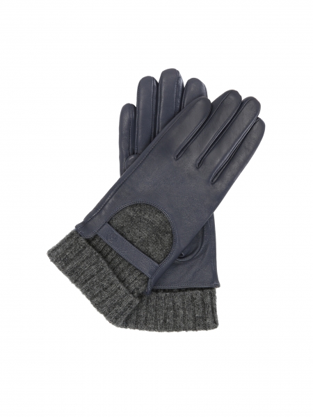 Warm ladies gloves in smooth leather and soft fabric MILAM
