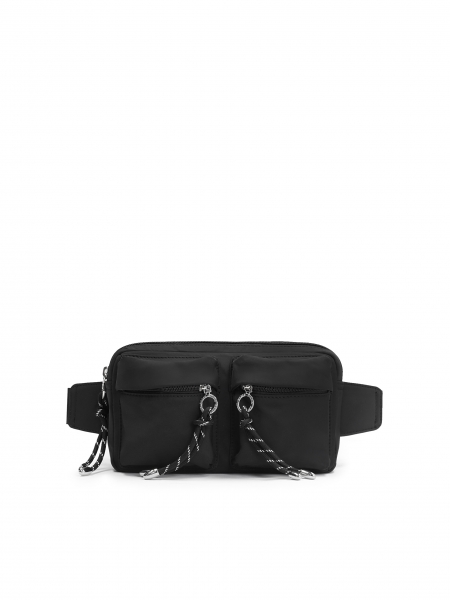 Damen-Hüfttasche aus schwarzem Stoff mit Riemen  MIKAELA
