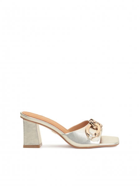 Ladies’ elegant gold mules on a comfortable heel HERBY