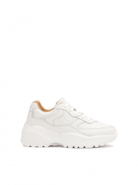 White leather sneakers on a thick sole AVERY