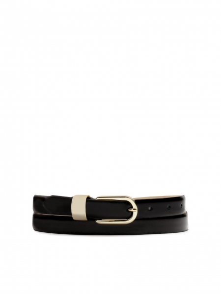 Black leather strap with gold metals NOBLE