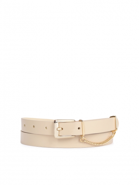 Ladies’ beige belt with a chain SULLY