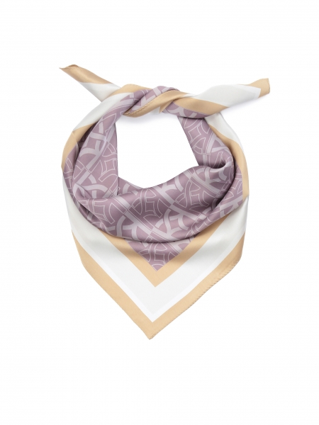 Pestrobarevný hedvábný šátek s monogramy LORIE