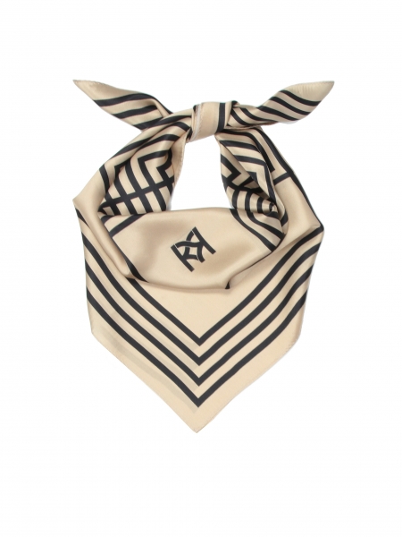 Ladies’ elegant silk neckerchief in squares and monograms HAYLEY