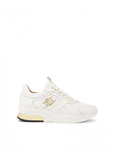 White leather sneakers with gold inserts  TALLA