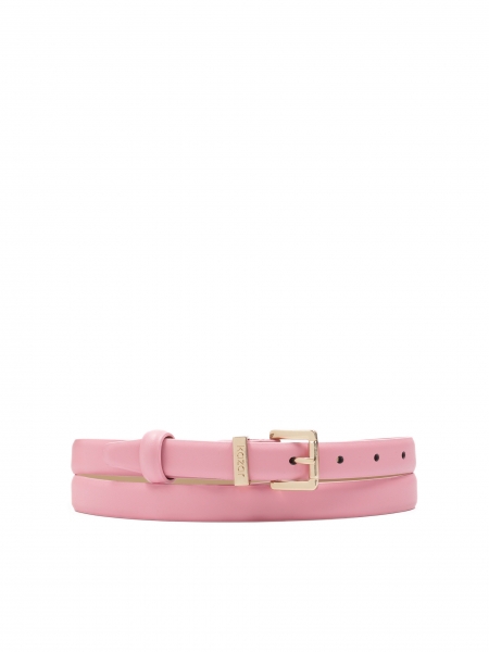 Narrow pink dress belt with gold buckle  SHERRY