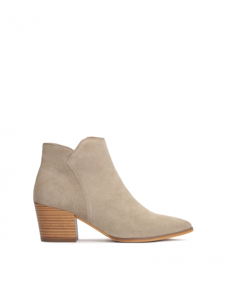 Grey suede cowboy boots on a wooden heel PERRIE