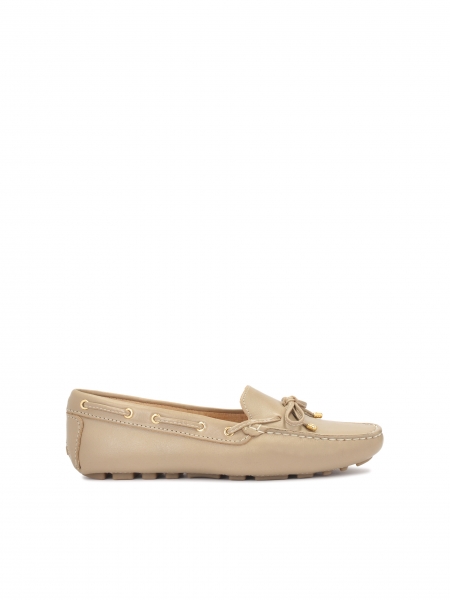 Leather moccasins with a thong around the upper APRICOT