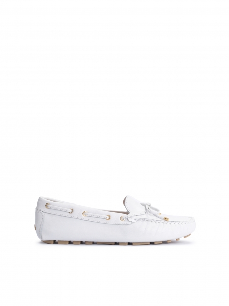 High-quality leather off-white moccasins APRICOT