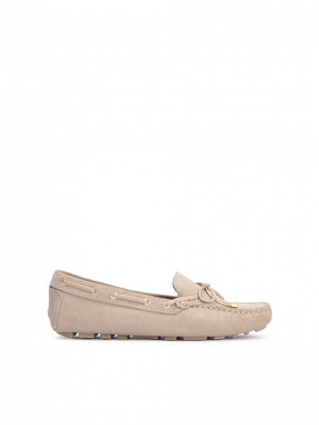 Ladies’ comfortable and timeless nubuck moccasins APRICOT