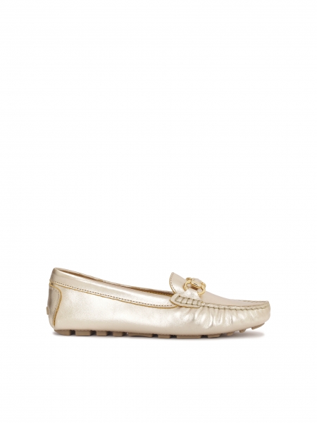 Gold classic moccasins with metal embellishment APRICOT
