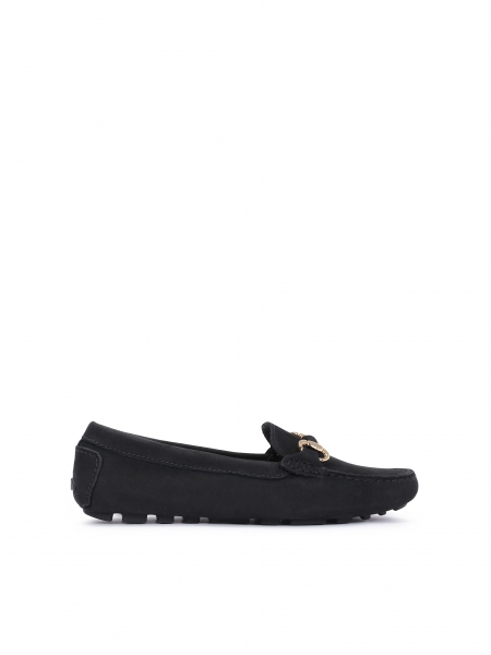 Classic nubuck moccasins with protrusions on the sole APRICOT