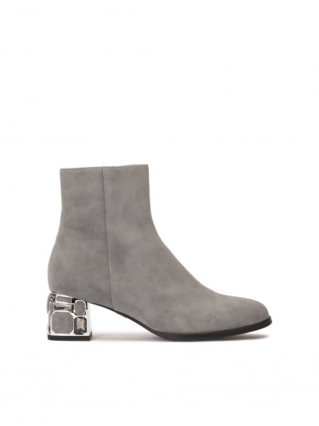 Suede grey boots with decorative heel  KATHLEEN