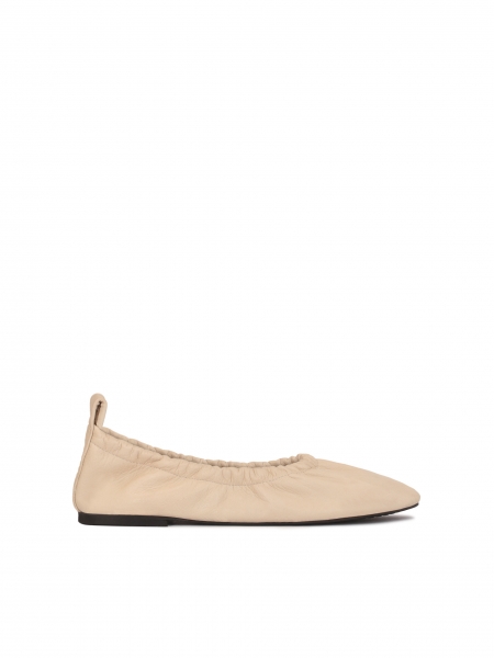 Beige leather ballerinas with elastic on the upper MAGALIE